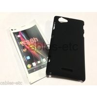 Rubberised Frosted Snap On Hard Back Case Cover For Sony Xperia L S36h - Black