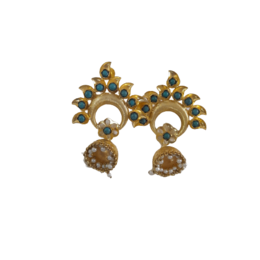 TURQUOISE STONE ANTIQUE GOLD DOOL EARRINGS