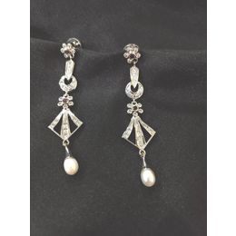 CZ DIAMOND FINISHED WITH PEARL DROP EARRING