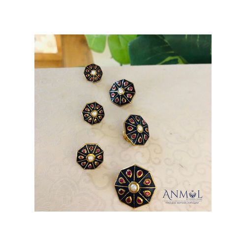 RUBY & PEARL BLUE BUTTON SET