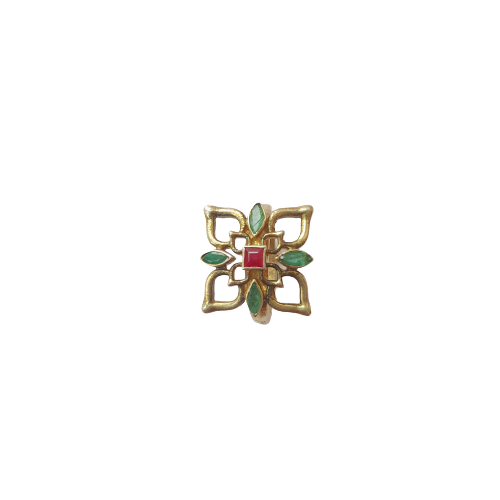 RUBY EMERALD SQUARE RING
