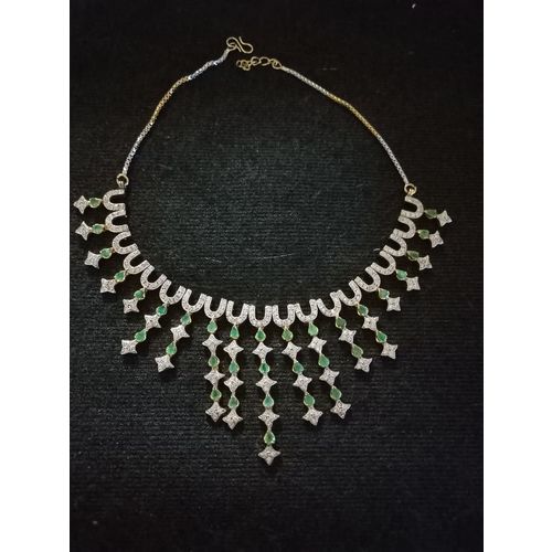 cz diamond emerald necklace set