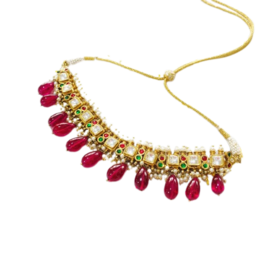 22 carat gold plating with multi kundan chokar necklace set