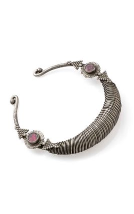 PINK STONE SILVER AFGHANI HASDI NECKLACE