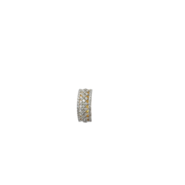 CZ TWO TONE POLISHED BROAD RING