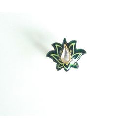 GREEN EMERALD GOLD PLATED LOTUS RING