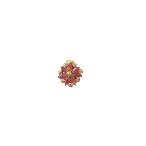 RUBY STONE CZ DIAMOND GOLD PLATED RING