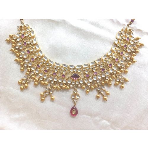RHODO AND WHITE JADTAR HEAVY NECKLACE