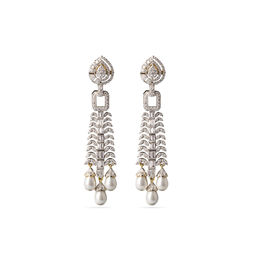White pearl drops CZ earrings