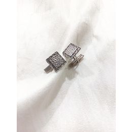 SQUARE CARVING SILVER BASED CUFFLINKS