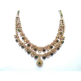Green white kundan necklace set