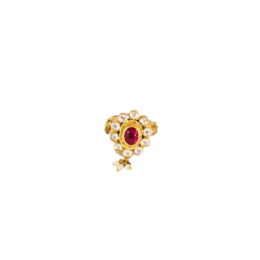RED WHITE KUNDAN OVAL RING