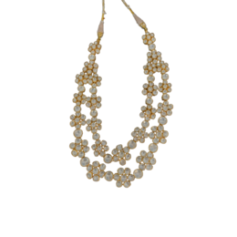 polki stone flower necklace set