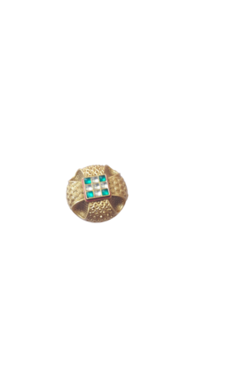GREEN WHITE STONE SQUARE DESING ANTIQUE GOLD ROUND RING