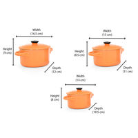 Bergner Stoneware Set of 3 Casserole with Lid - Orange