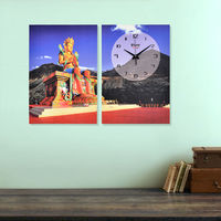Wall Clock Two Panel Buddha - @home Nilkamal