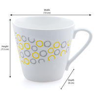 Adolf Tea Cup Set of 6 - @home by Nilkamal, Yellow & Grey