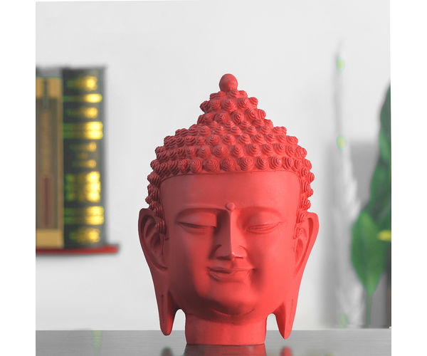 Red Buddha Face Showpiece - @home Nilkamal