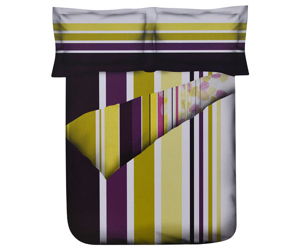 Stripes Double Bed Sheet - @home Nilkamal,  purple