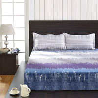 Seasons Geo Double Bed Sheet - @home By Nilkamal, Light Blue
