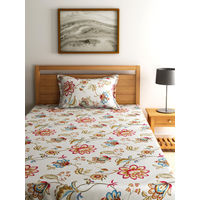 Floral 150 cm x 225 cm Single Bedsheet - @home by Nilkamal, Maroon