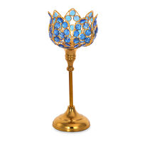 Homely Small Lotus Candle Stand - @home by Nilkamal, Indigo