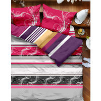 Tangerine Midnight Strips Rouge Bed sheet Set, multi