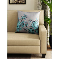 Digi Sketch Floral 40 cm x 40 cm Cushion Cover - @home by Nilkamal, Sea Green
