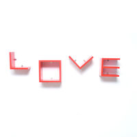 Love Wall Shelf Set Of 4 - @home Nilkamal,  red