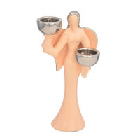 Angelic Lady Ceramic Candle Holder - @home By Nilkamal, Peach