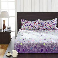 Seasons Floral Double Bed Sheet - @home By Nilkamal, Purple