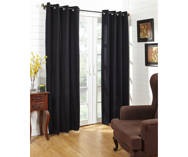 44 x84  Moushi Door Curtain - @home Nilkamal,  black