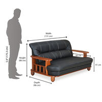 Nilkamal Legacy 2 Seater Sofa Dirty, Oak & Black
