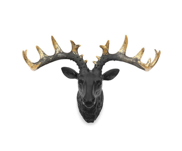 Rein Deer Animal Head Showpiece - @home by Nilkamal, Black & Gold
