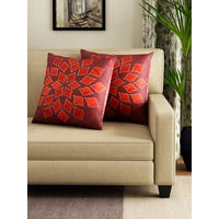 Jharokha 40 cm x 40 cm Cushion Cover Set of 2 - @home by Nilkamal, Maroon