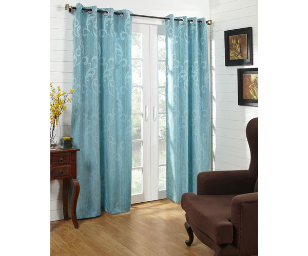 46 x84  Scrool Single Door Curtain - @home Nilkamal,  blue