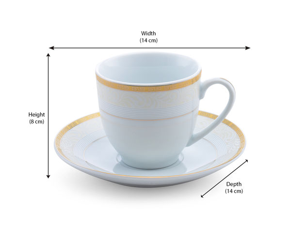 Bailey Cup & Saucer Set of 6 - @home by Nilkamal, White
