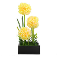 Yellow Ball Flower Potted Plant in Black Bowl - @home by Nilkamal