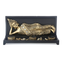 AG Devotional Sleeping Buddha Showpiece-@home By Nilkamal, Gold