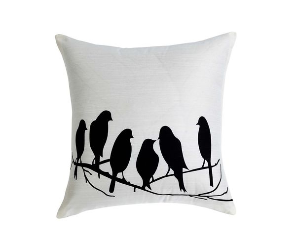 16 x16  Birds Cushion Cover - @home Nilkamal,  black