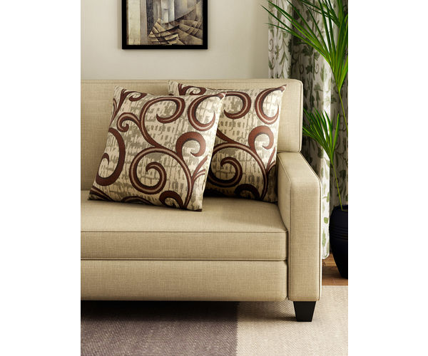 Scroll 30 cm x 30 cm Cushion Cover Set of 2 - @home by Nilkamal, Brown