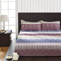 Seasons Oriental Double Bed Sheet - @home By Nilkamal, Brown