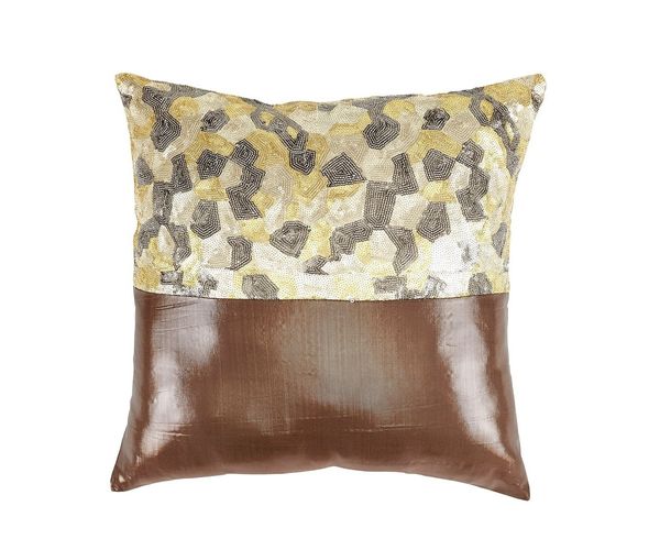 16 x16  Leather Single Cushion Cover - @home Nilkamal,  brown