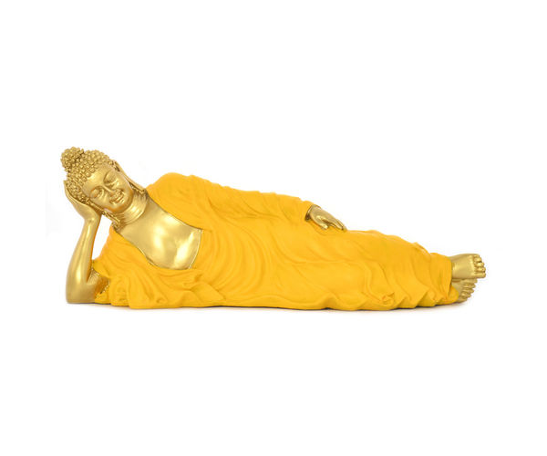 Sleeping Buddha Shrine Showpiece - @home by Nilkamal, Yellow