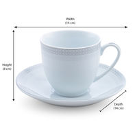 Classic Cup & Saucer Set of 6 - @home by Nilkamal, White