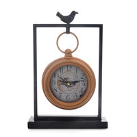 Metal Bird Table Clock - @home By Nilkamal, Black & Gold