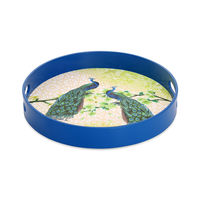 Peacock Wood Round Serving Tray - @home by Nilkamal