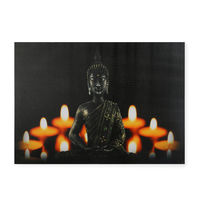 Buddha Prayers LED Canvas Painting - @home by Nilkamal, Yellow