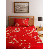 Floral 150 cm x 225 cm Single Bedsheet - @home by Nilkamal, Maroon