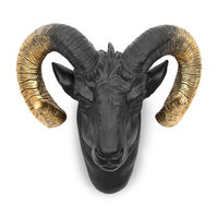 Wild Goat Animal Head Showpiece - @home by Nilkamal, Black & Gold